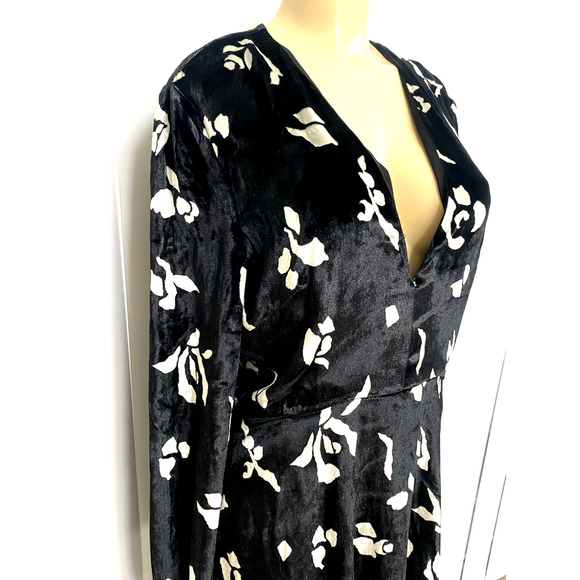 Philosophy di Lorenzo Serafini Dress Black White Velvet Velour V Neck Mi… - Picture 2 of 8